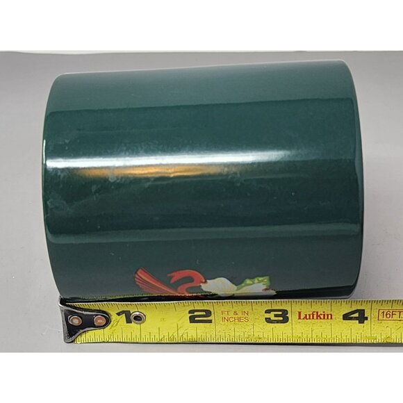 Vintage Dark Green Ceramic Mug With Cardinal & Dogwood Design MCM‎ Ageless - Picture 7 of 9